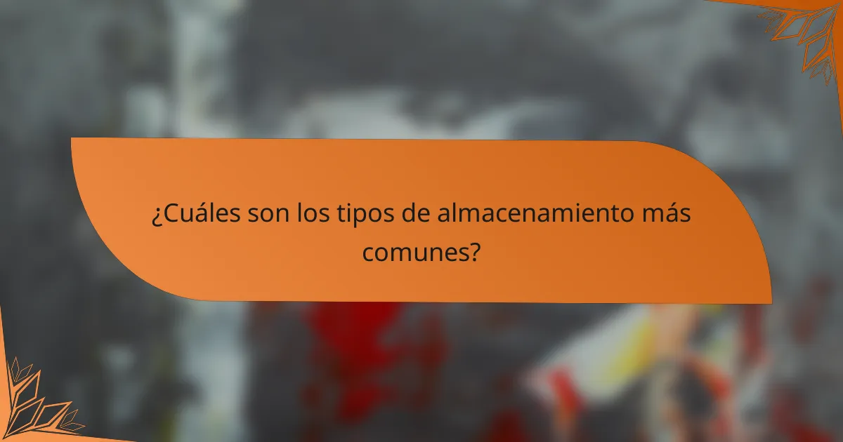 ¿Cuáles son los tipos de almacenamiento más comunes?